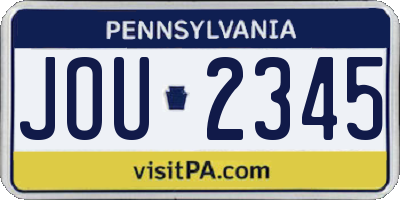 PA license plate JOU2345
