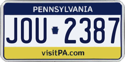 PA license plate JOU2387