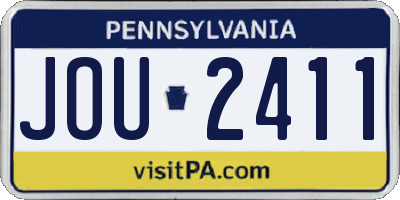 PA license plate JOU2411