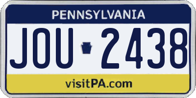 PA license plate JOU2438