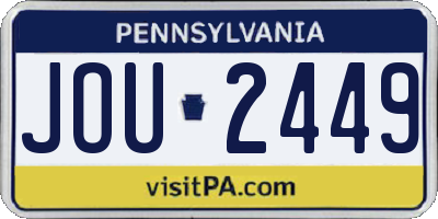PA license plate JOU2449