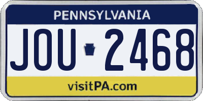PA license plate JOU2468