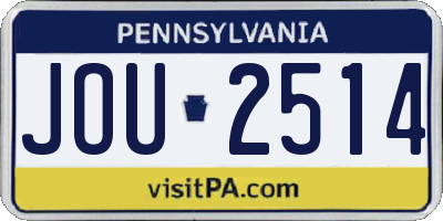 PA license plate JOU2514