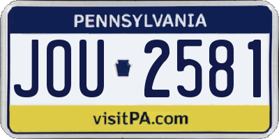 PA license plate JOU2581