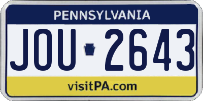 PA license plate JOU2643