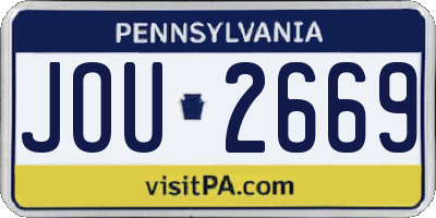 PA license plate JOU2669