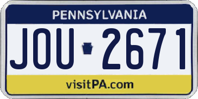 PA license plate JOU2671