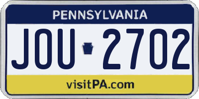 PA license plate JOU2702