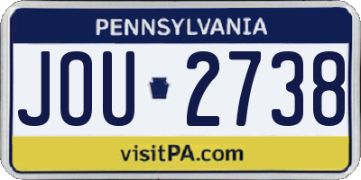 PA license plate JOU2738