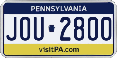 PA license plate JOU2800