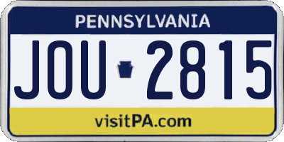 PA license plate JOU2815