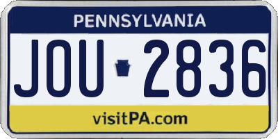 PA license plate JOU2836