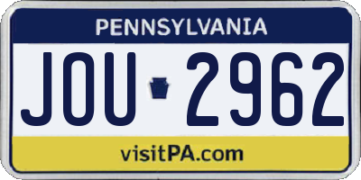 PA license plate JOU2962