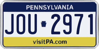 PA license plate JOU2971