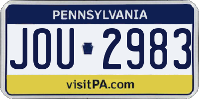 PA license plate JOU2983