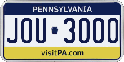 PA license plate JOU3000