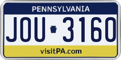 PA license plate JOU3160