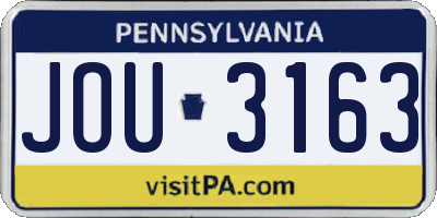 PA license plate JOU3163