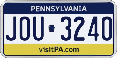PA license plate JOU3240