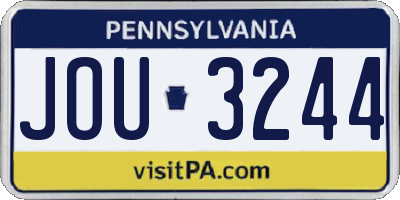 PA license plate JOU3244