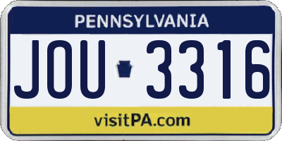 PA license plate JOU3316