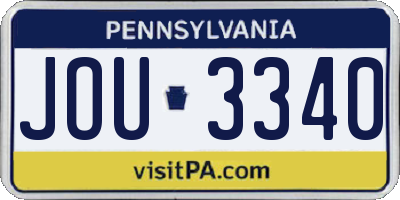 PA license plate JOU3340