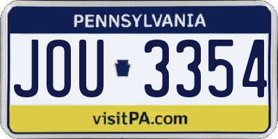 PA license plate JOU3354