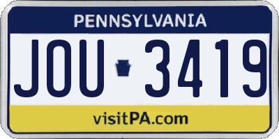 PA license plate JOU3419