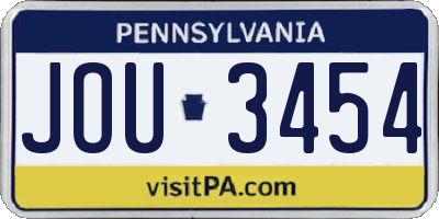 PA license plate JOU3454