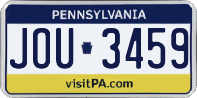 PA license plate JOU3459