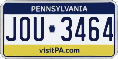 PA license plate JOU3464