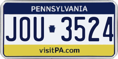 PA license plate JOU3524