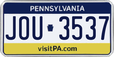 PA license plate JOU3537