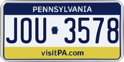 PA license plate JOU3578