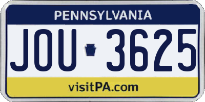 PA license plate JOU3625
