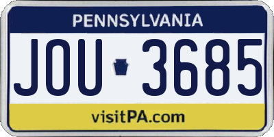 PA license plate JOU3685