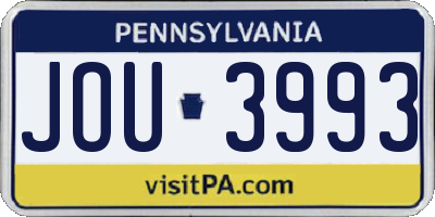 PA license plate JOU3993