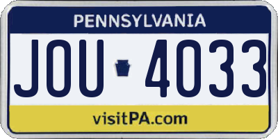 PA license plate JOU4033