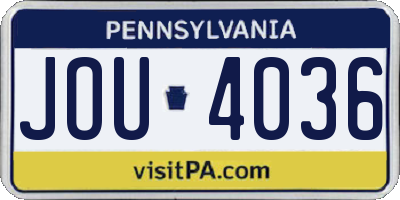 PA license plate JOU4036