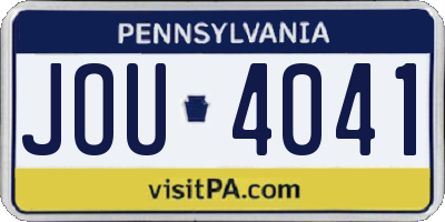 PA license plate JOU4041