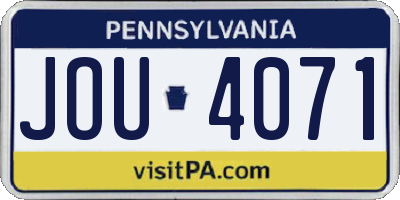 PA license plate JOU4071