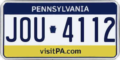 PA license plate JOU4112