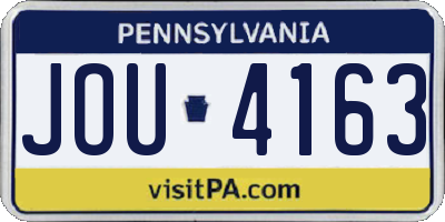 PA license plate JOU4163