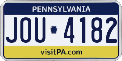 PA license plate JOU4182