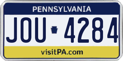 PA license plate JOU4284