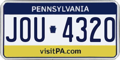PA license plate JOU4320