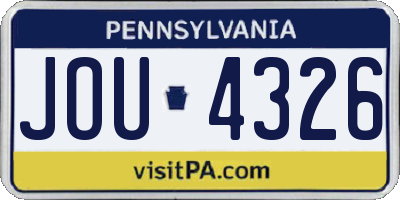 PA license plate JOU4326