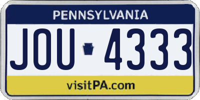 PA license plate JOU4333