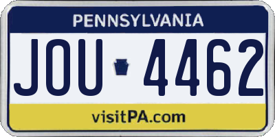 PA license plate JOU4462