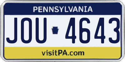 PA license plate JOU4643
